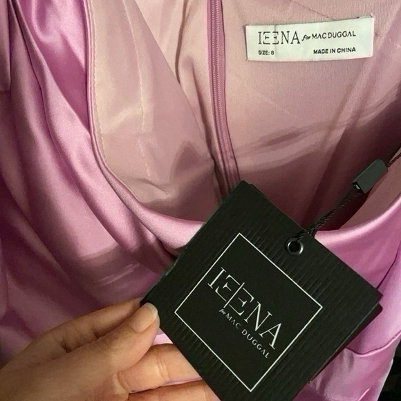 Mac Duggal Ieena Satin One-Sleeve Minidress Orchid - Picture 13 of 14